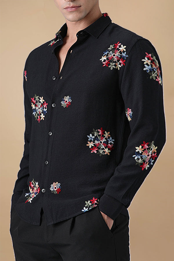 Party Floral Print Long Sleeve Shirt