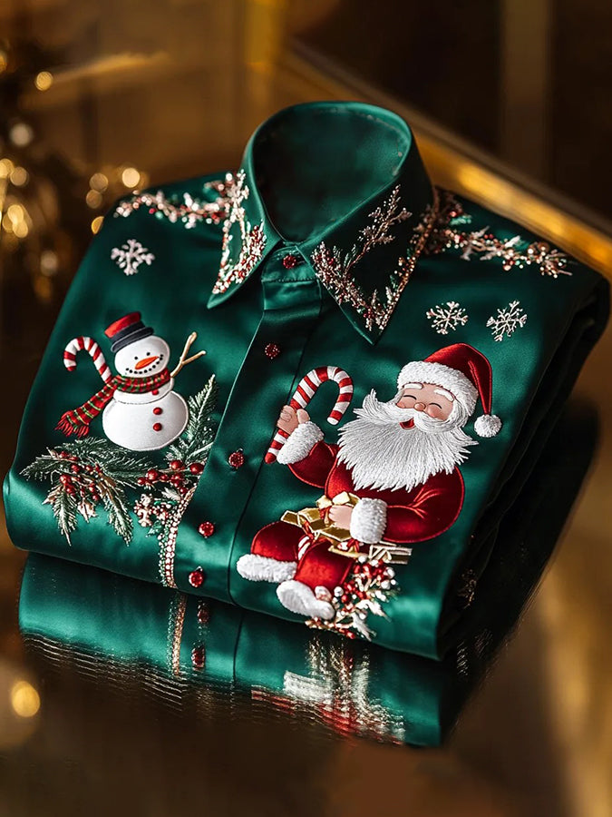 Christmas Craftsman Print Single Breasted Shirt