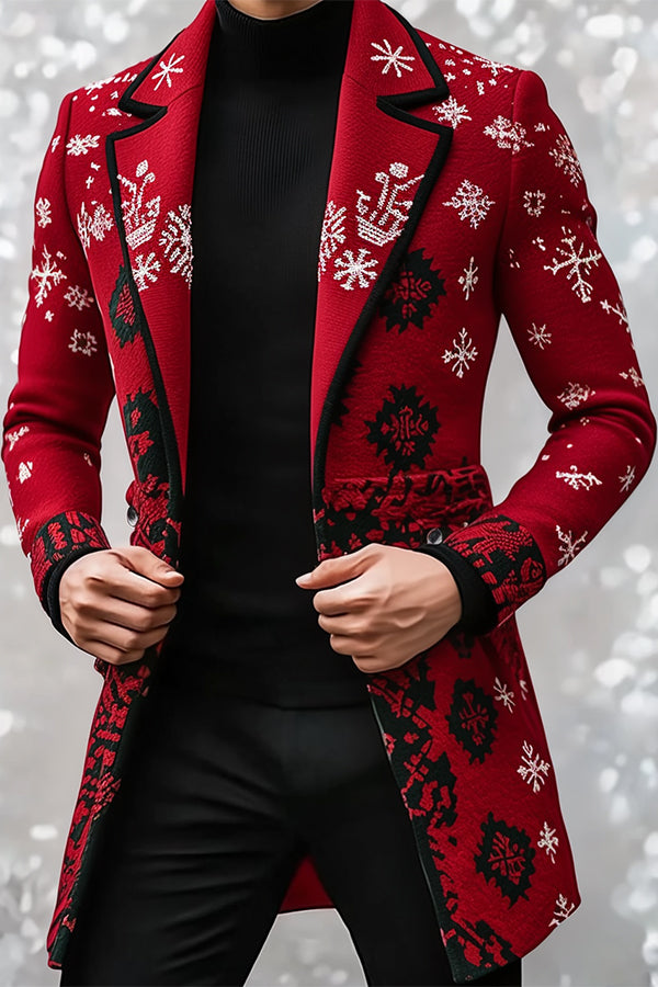 Christmas Snowflake Print Mid-length Blazer