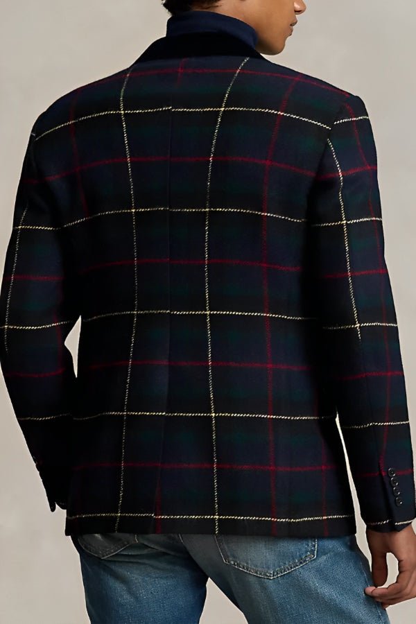 Christmas Plaid Print Tailored Blazer