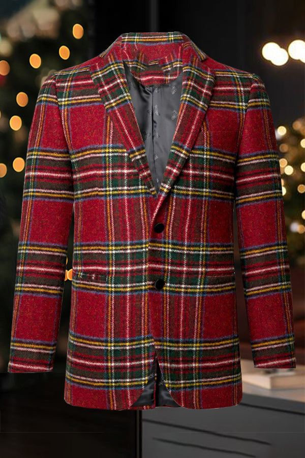  Christmas Plaid Single Breasted Blazer