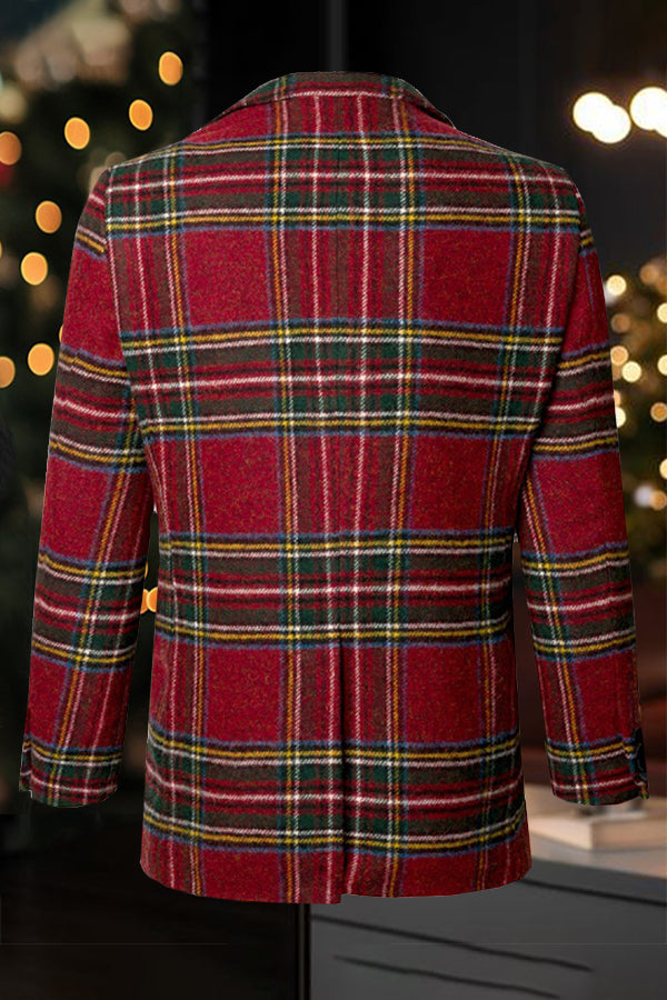  Christmas Plaid Single Breasted Blazer