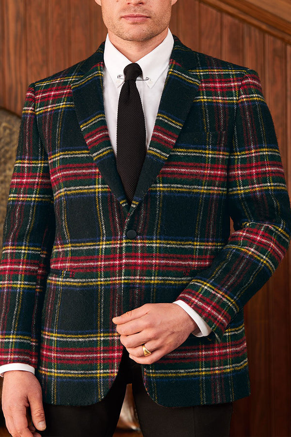  Christmas Single Breasted Plaid Blazer