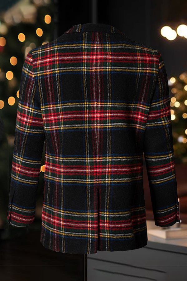  Christmas Single Breasted Plaid Blazer