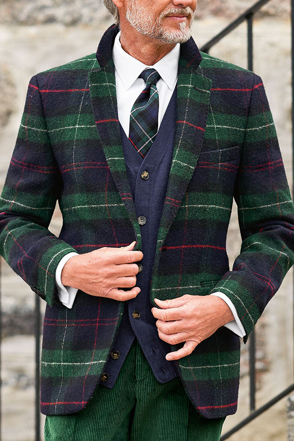  Christmas Plaid Long Sleeves Blazer