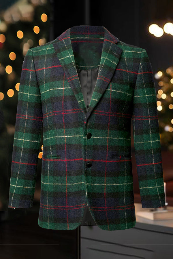  Christmas Plaid Long Sleeves Blazer