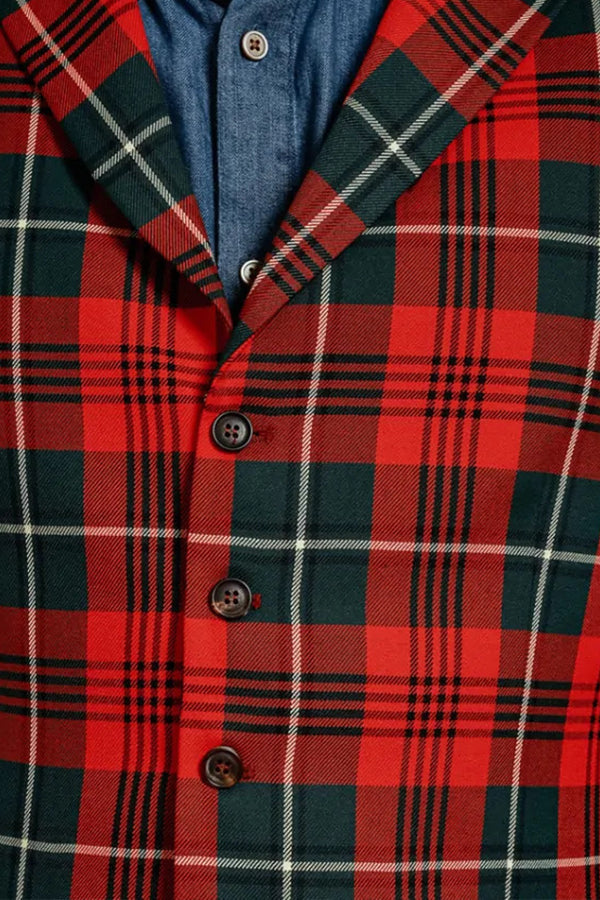 Christmas Red & Green Tartan Check Vest 