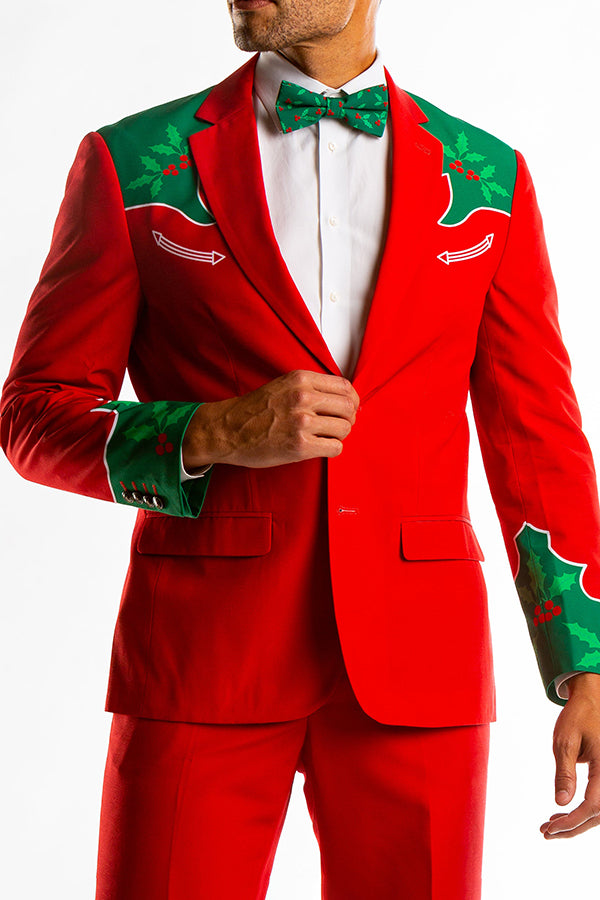 Christmas Ugly Print Notch Lapel Blazer