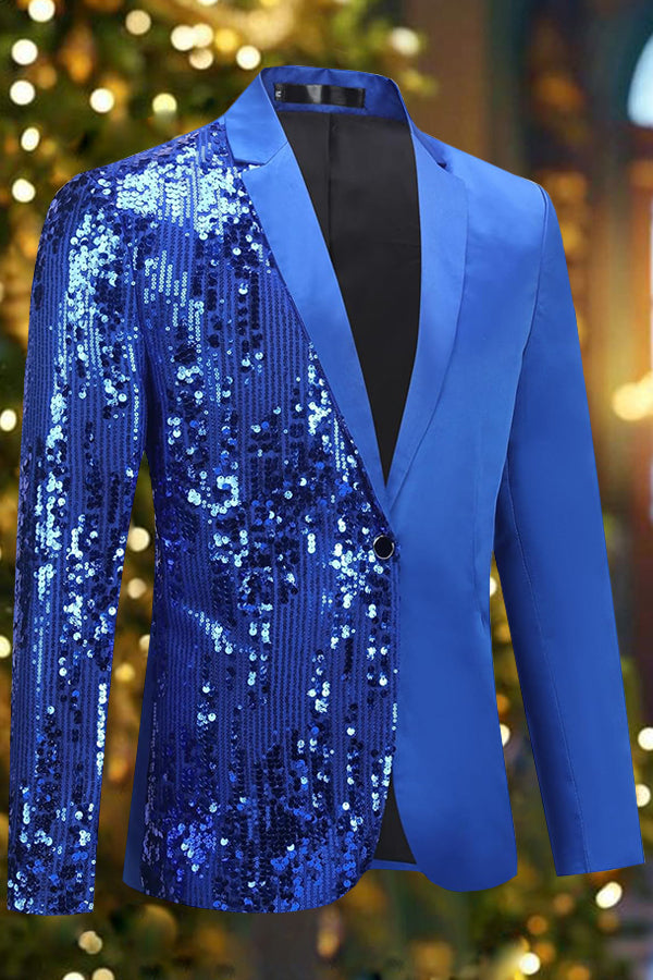 Party Sequin Notch Lapel Long Sleeve Blazer