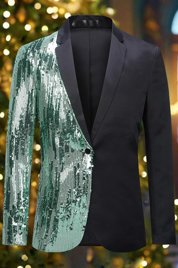 Party Sequin Notch Lapel Long Sleeve Blazer