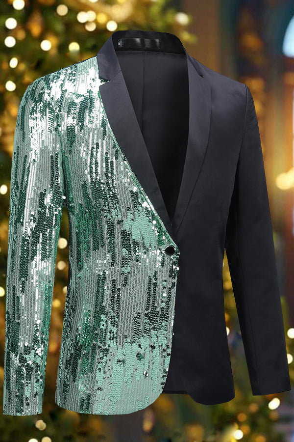 Party Sequin Notch Lapel Long Sleeve Blazer