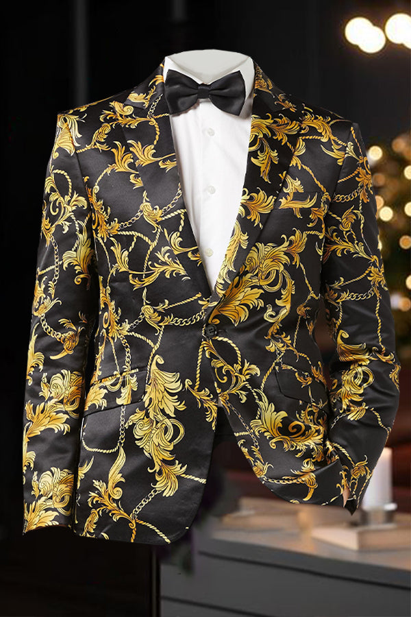 Party Floral Print Peak Lapel Blazer