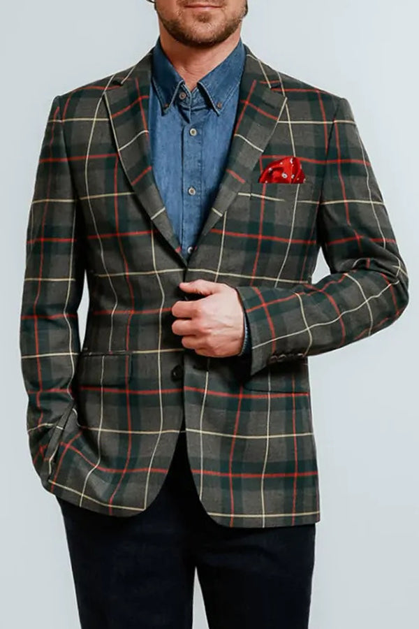 Classic Plaid Notch Lapel Blazer