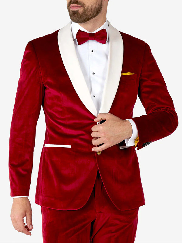 Classic Contrast Color Long Sleeves Velvet Blazer