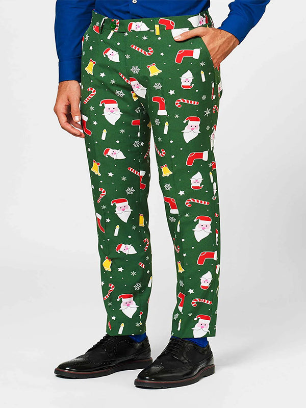 Christmas Santa Claus Print Straight Leg Pants