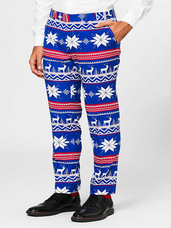 Christmas Pattern Stripes Print Straight Leg Pants