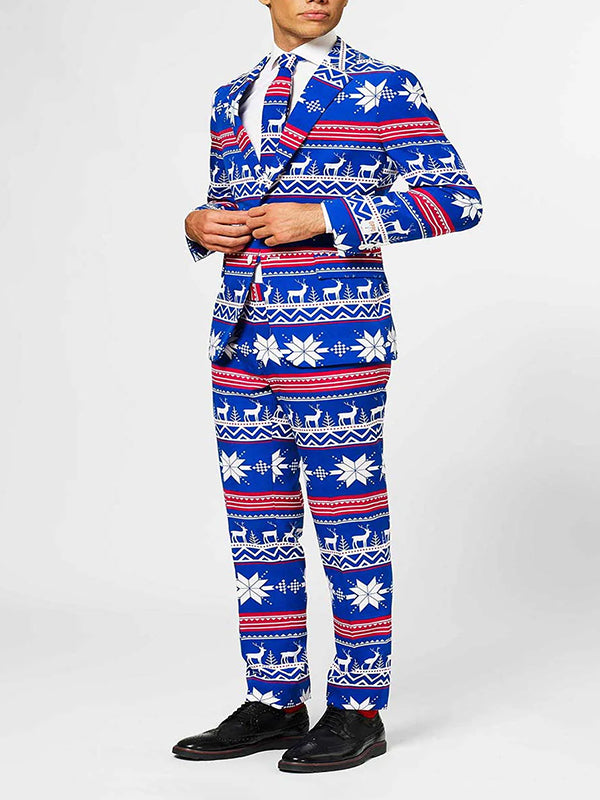 Christmas Pattern Stripes Print Straight Leg Pants