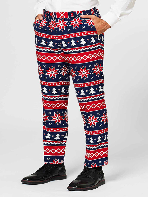 Christmas Stripes Pattern Print Straight Leg Pants