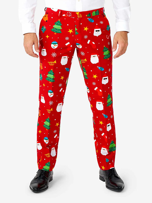 Christmas Pattern Print Straight Leg Pants