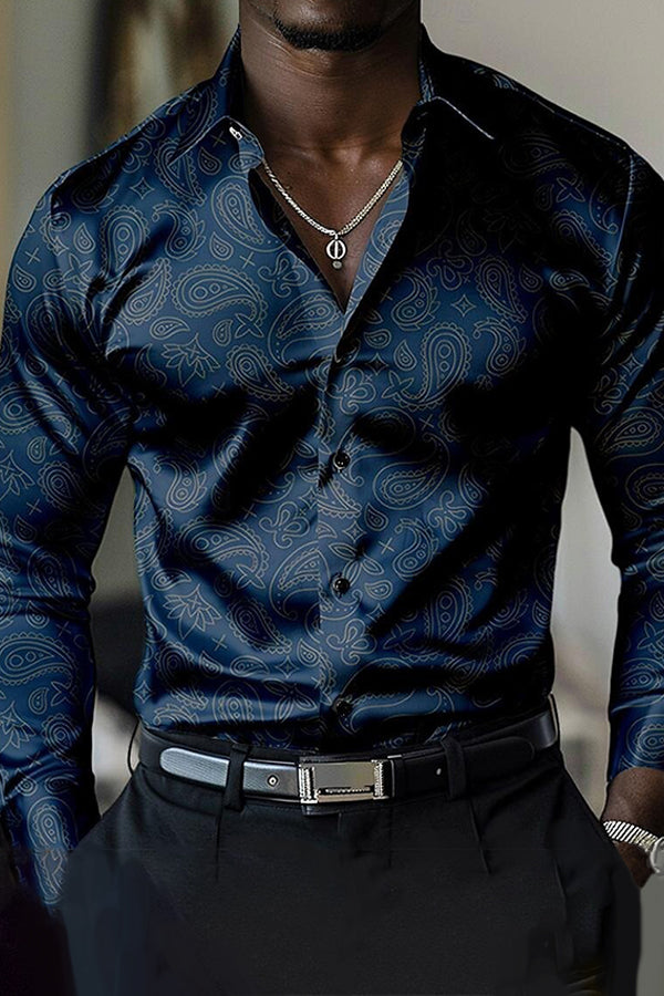  Commuting Paisley Print  Satin Shirt