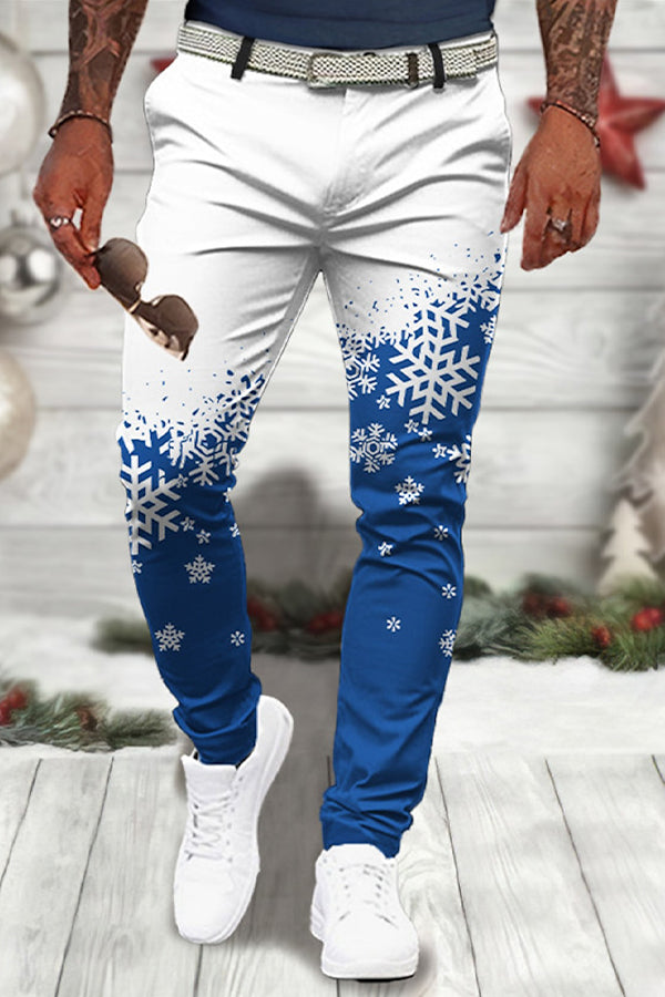 Christmas Gradient Snowflake Print Pants