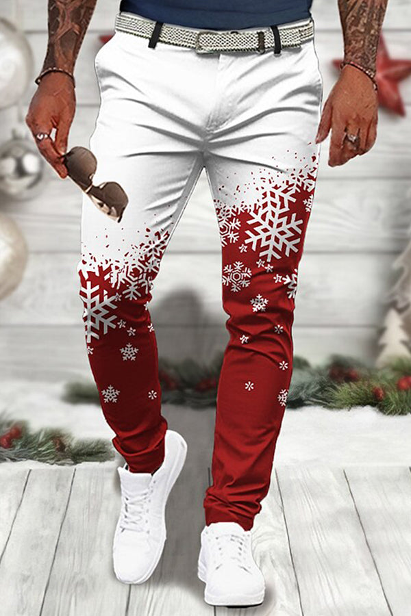 Christmas Gradient Snowflake Print Pants