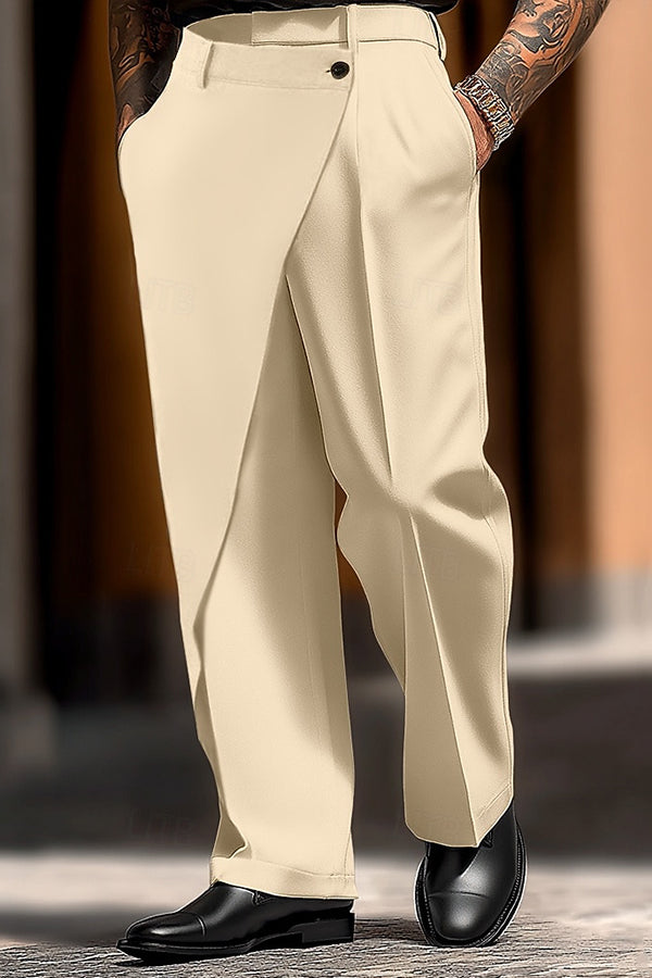 Fashion Layered Side Button Straight Leg Pants