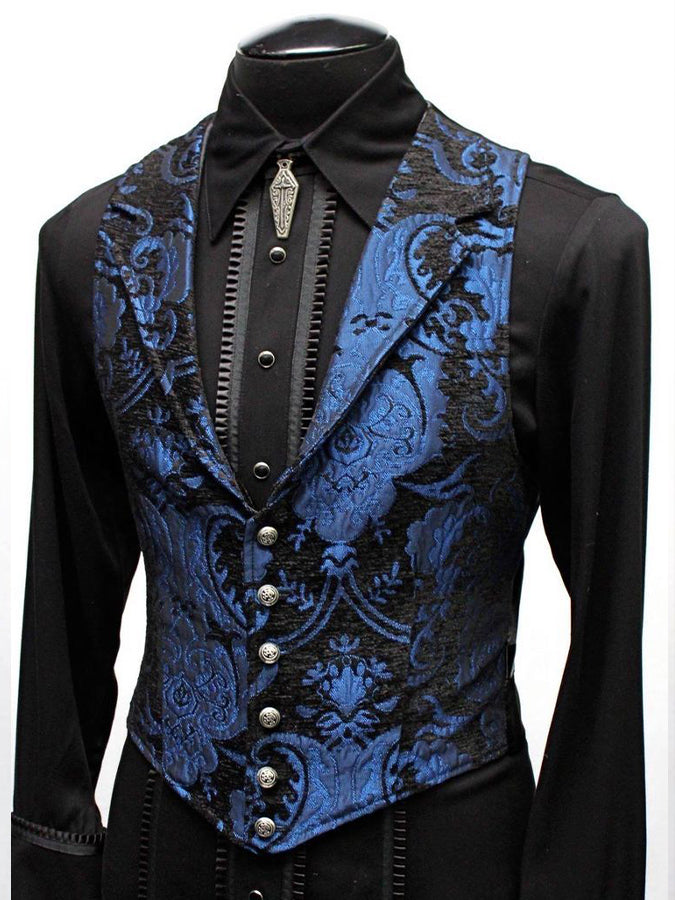 Retro Baroque Print Lapel Collar Vest 