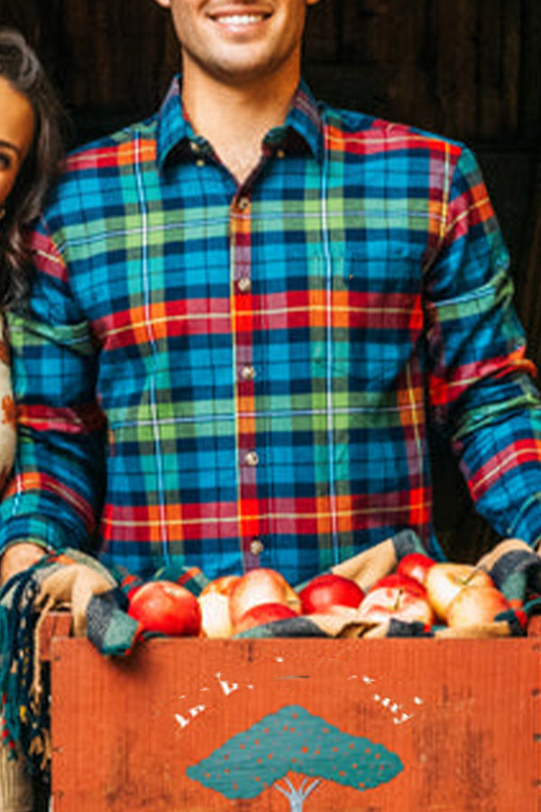 Holiday Plaid Button Up Flannel Shirt Jacket