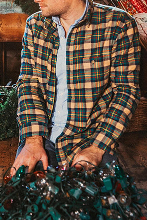 Holiday Button Up Flannel Plaid Shirt