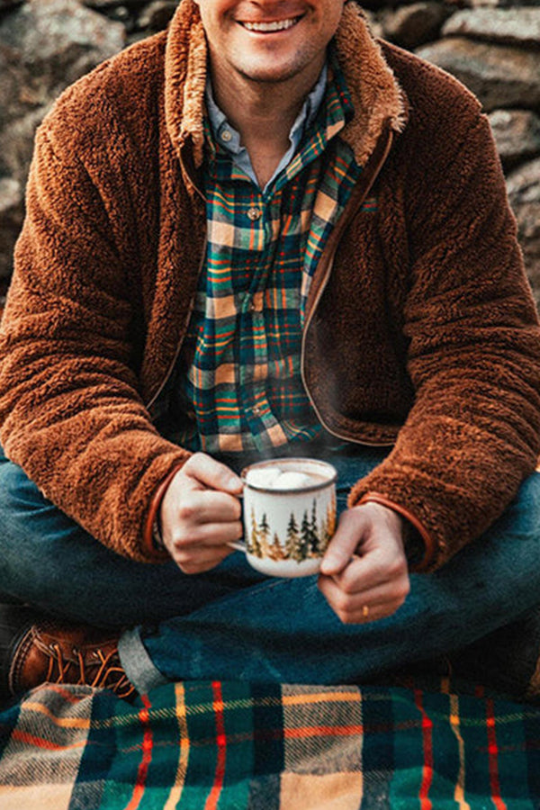 Holiday Button Up Flannel Plaid Shirt