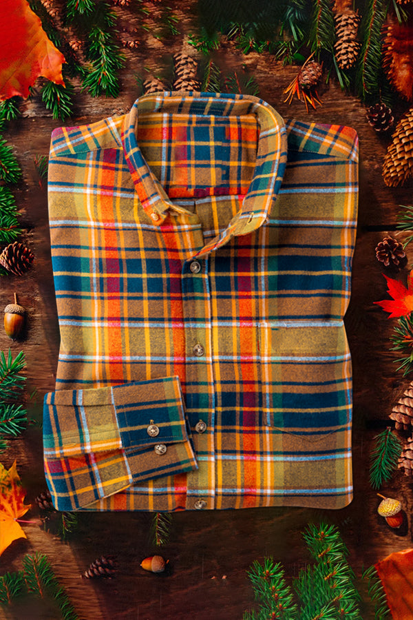 Holiday Flannel Button Up Plaid Shirt