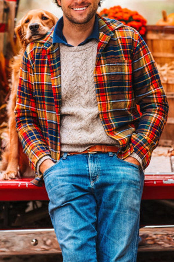 Holiday Flannel Button Up Plaid Shirt