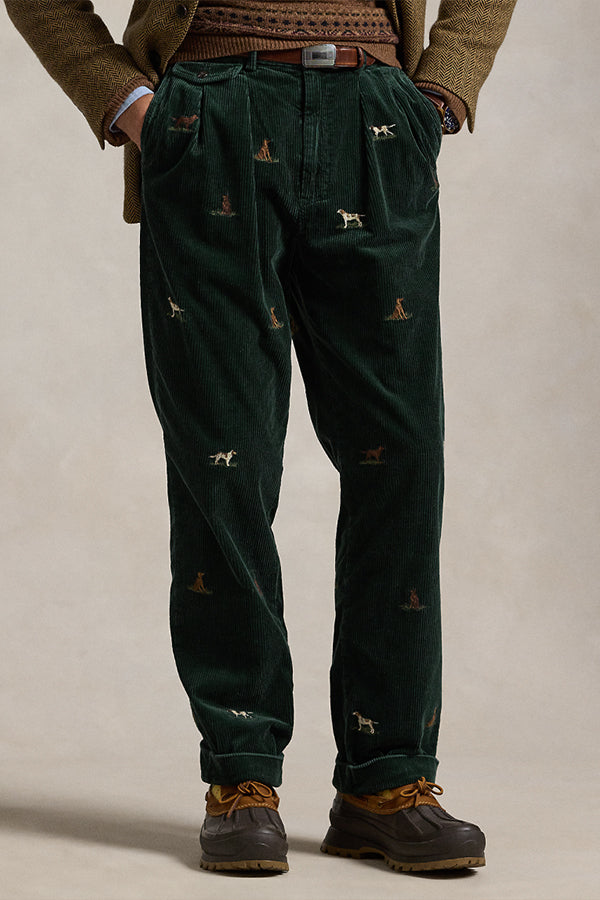 Casual Graphic Print Straight Leg Corduroy Pants