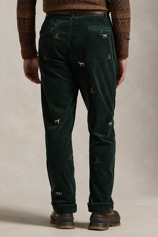 Casual Graphic Print Straight Leg Corduroy Pants