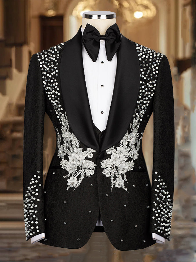 Wedding Symmetry Print Long Sleeves Blazer