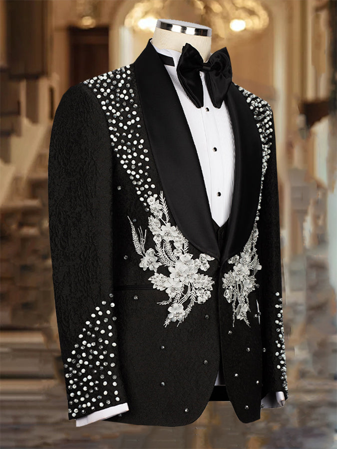 Wedding Symmetry Print Long Sleeves Blazer