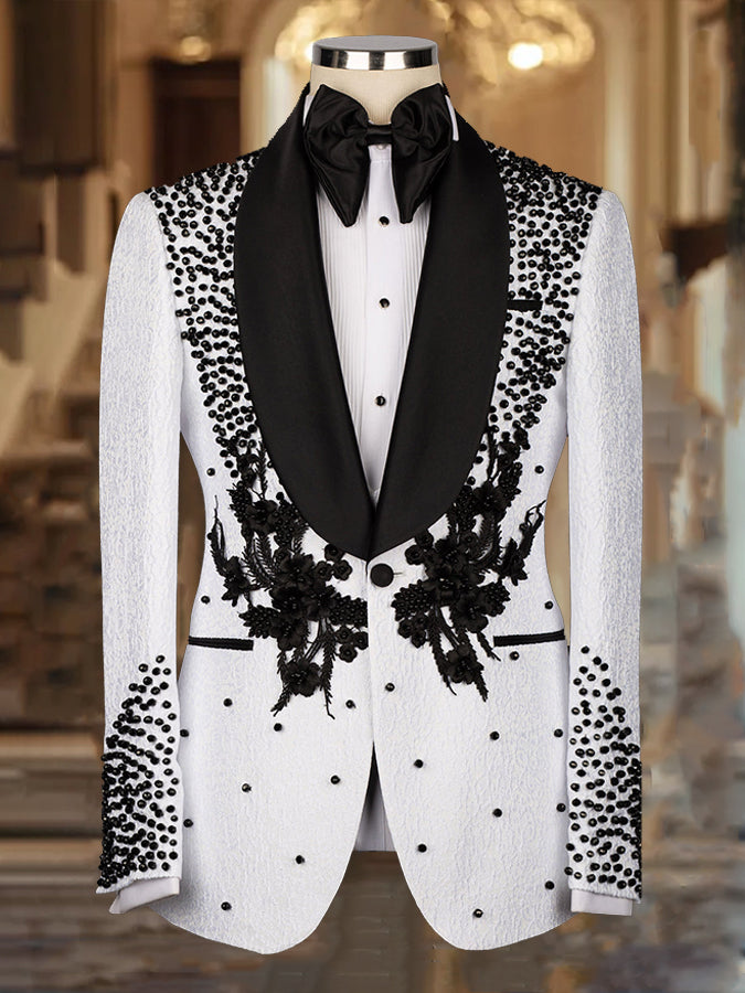 Wedding Symmetry Print Long Sleeves Blazer