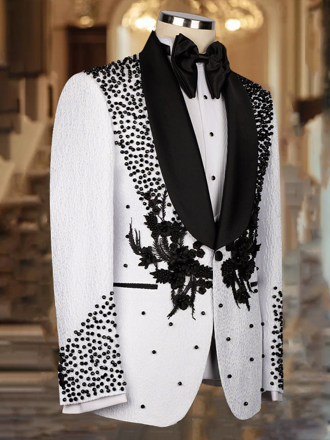 Wedding Symmetry Print Long Sleeves Blazer