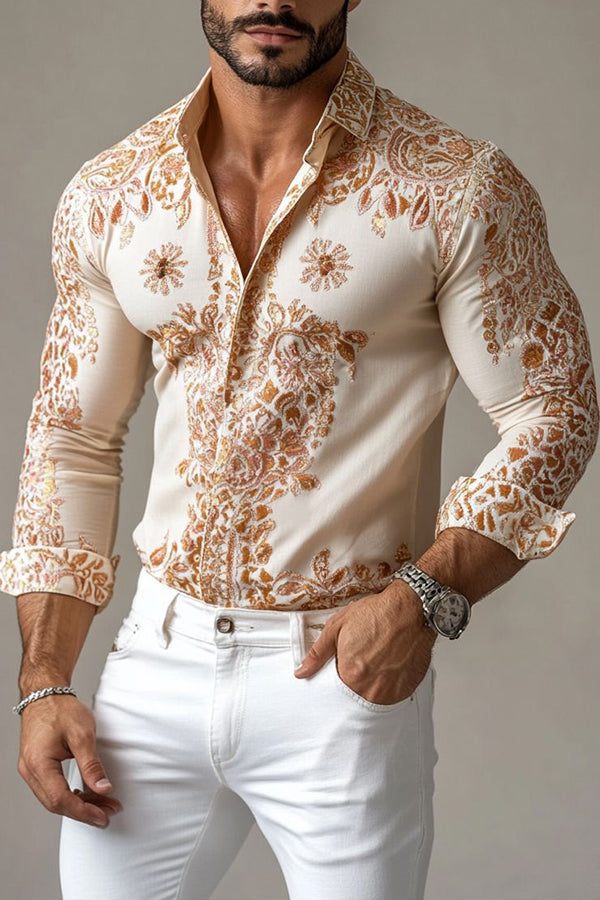 Vintage Floral Print Single Breasted Shirt