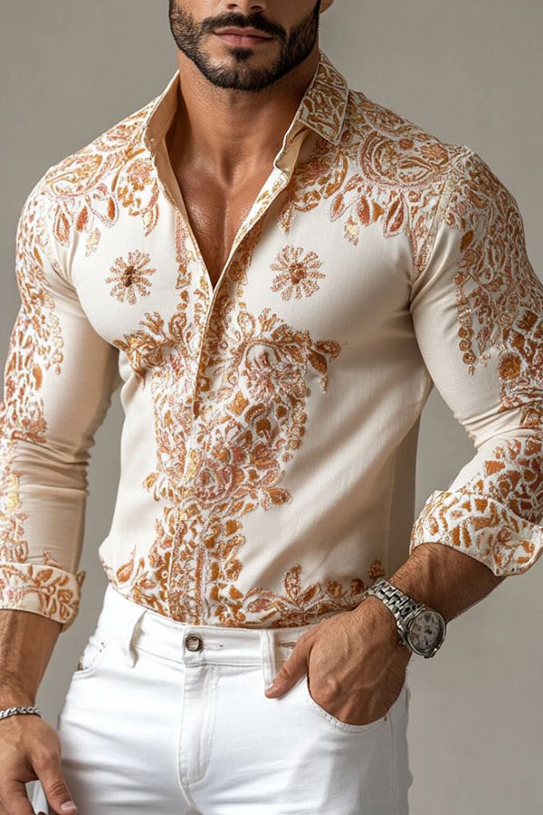 Vintage Floral Print Single Breasted Shirt