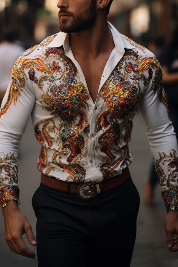 Chic Colorful Pattern Print Single Breasted Shirt