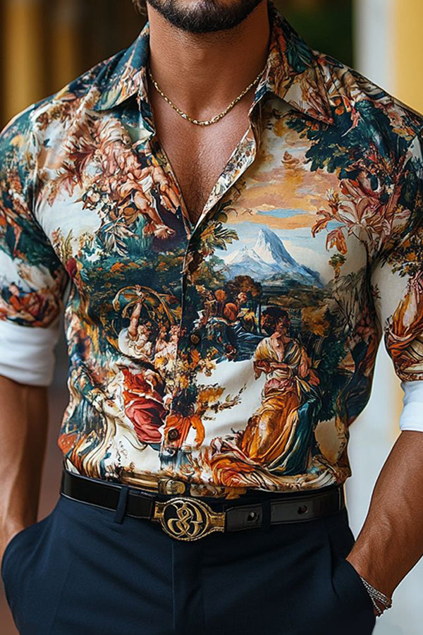 Vintage Oil Painting Print Shirt