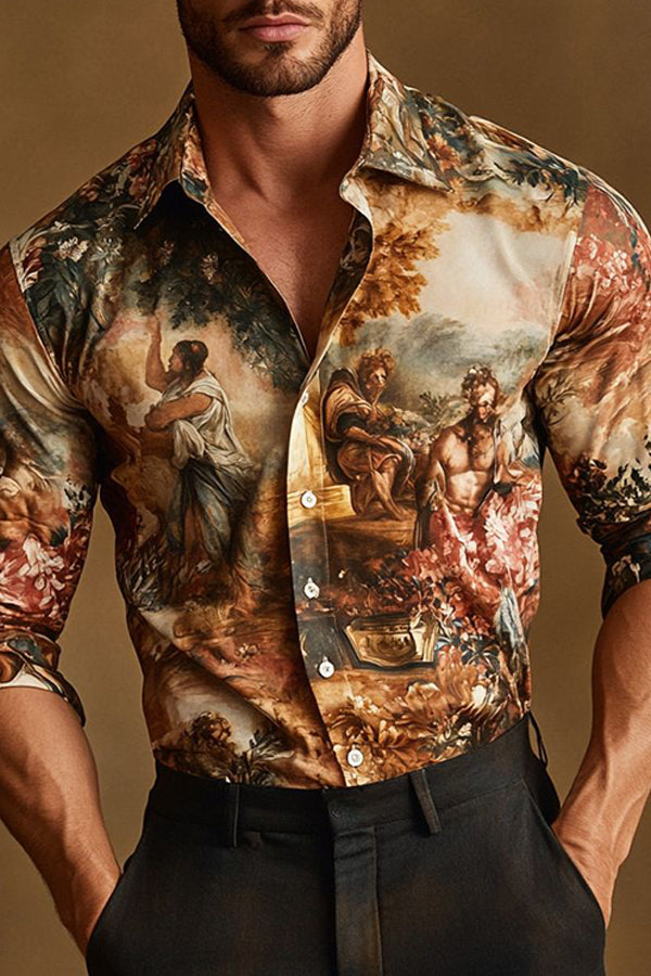 Classic Painting Print Single Breasted Shirt