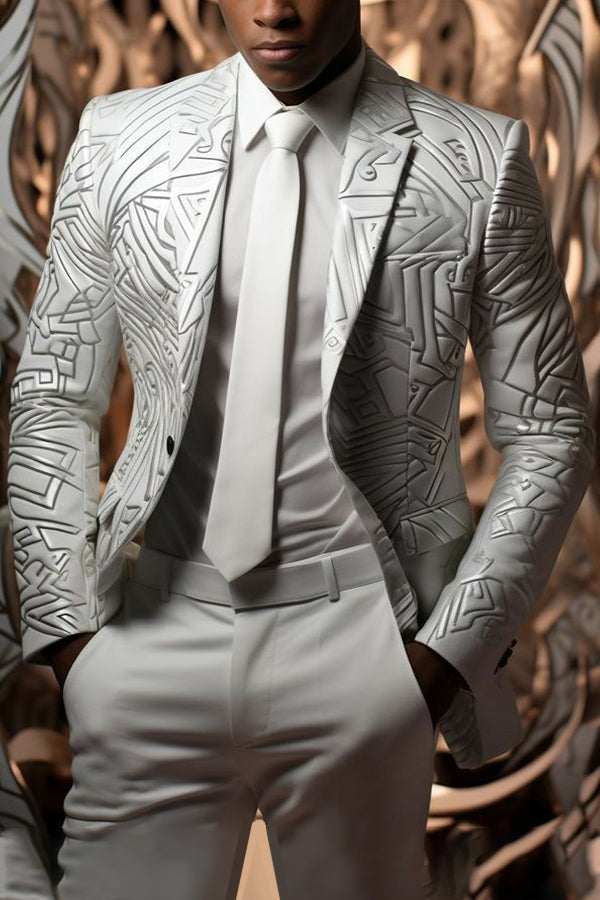 Chic Geometry Line Print Single Breasted Blazer