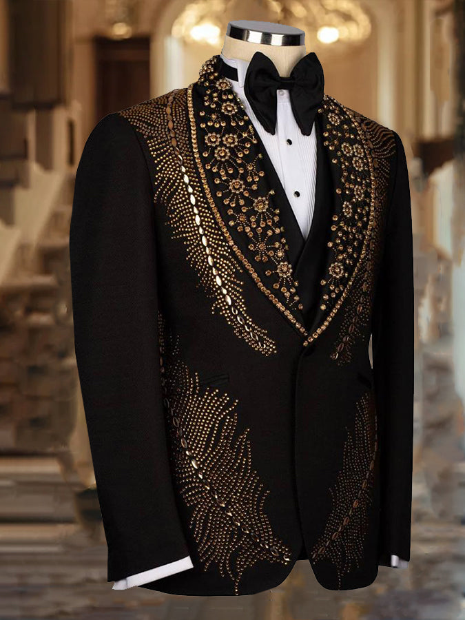 Elegant Single Breasted Symmetrical Pattern Blazer