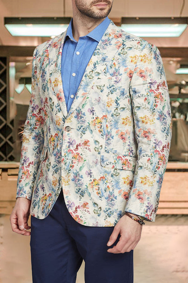 Romantic Watercolour Botanical Print Blazer