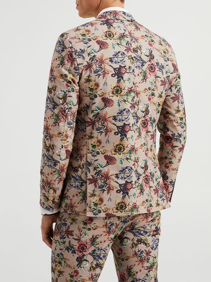 Retro Botanical Print Long Sleeves Blazer