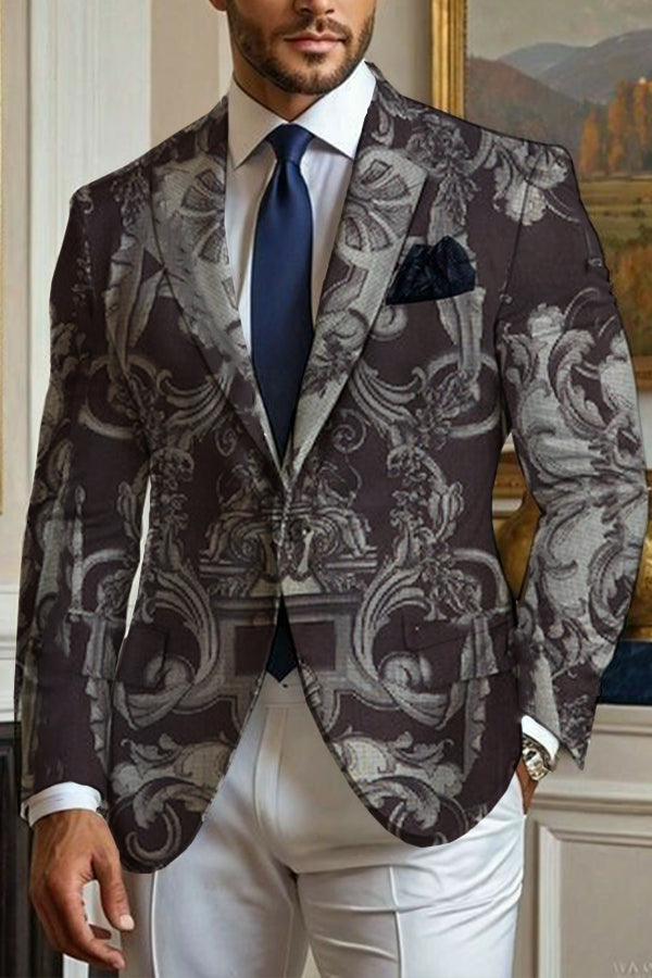 Elegant Curly Pattern Single Breasted Blazer