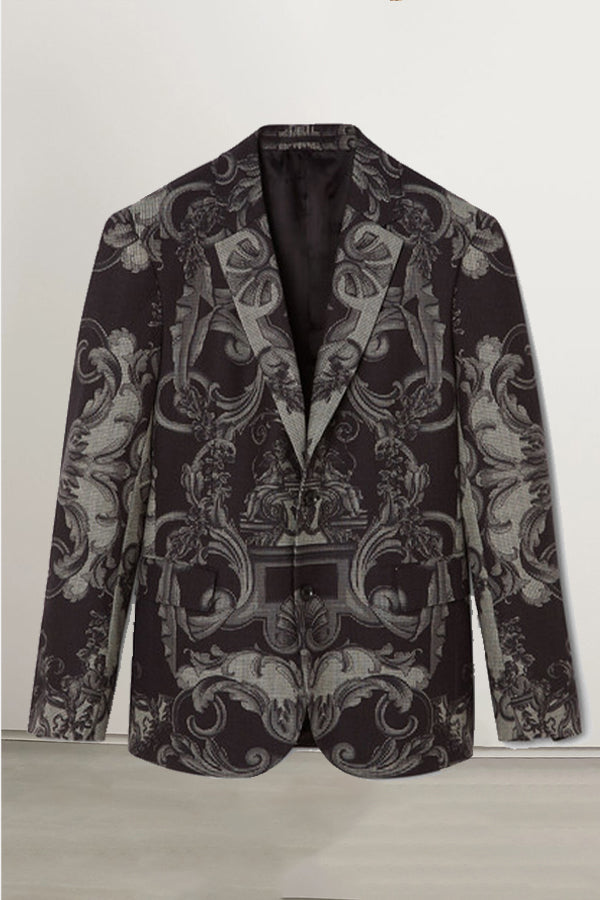 Elegant Curly Pattern Single Breasted Blazer